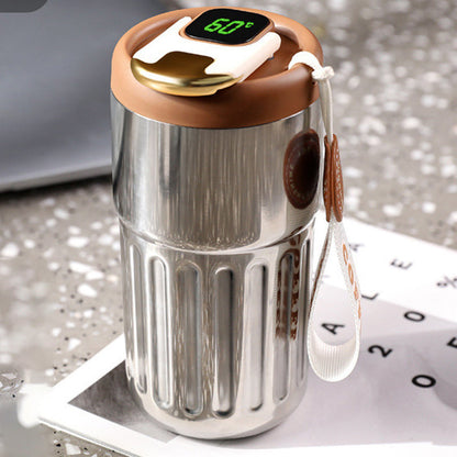 Rynx | Coffee thermos bottle with temperature display brown