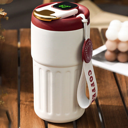 Rynx | Coffee thermos bottle with temperature display burgundy