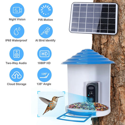 Rynx | Smart Bird Feeding Station with Solar-Powered Camera 1080P HD AI Identification PIR