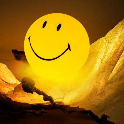 RYNX | Smiley Night Light – Rechargeable, Round Led Night Light With Touch Switch For The Table