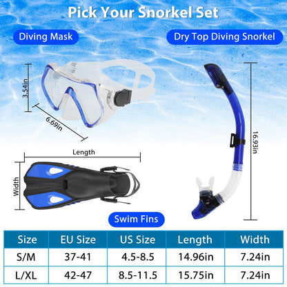 Rynx | Snorkeling Gear Mask Fins Set with Adjustable Swim Fins