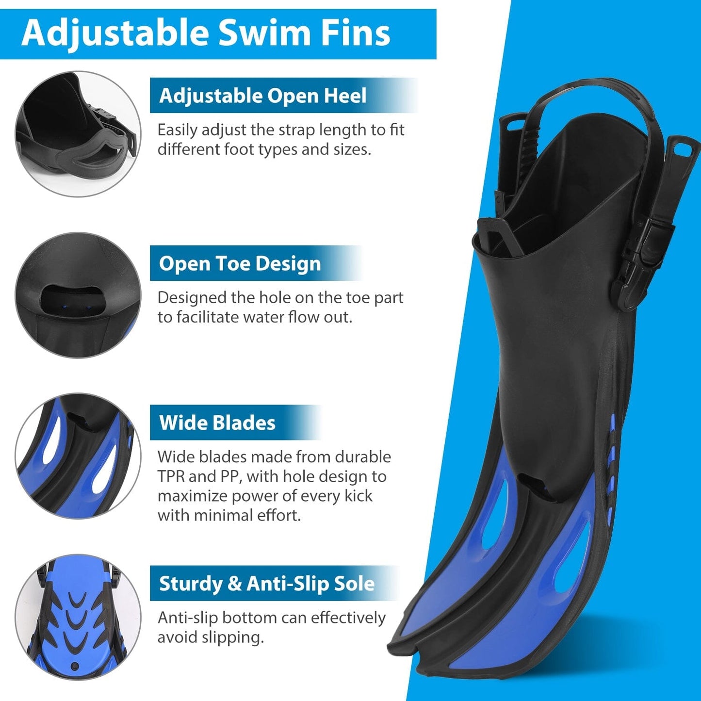 Rynx | Snorkeling Gear Mask Fins Set with Adjustable Swim Fins