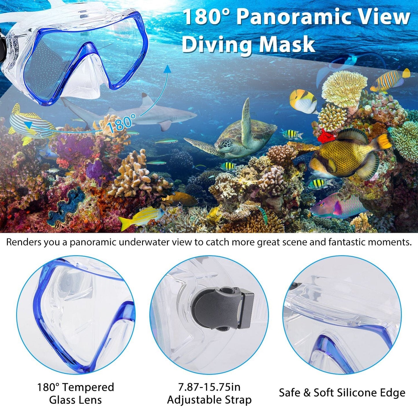 Rynx | Snorkeling Gear Mask Fins Set with Adjustable Swim Fins