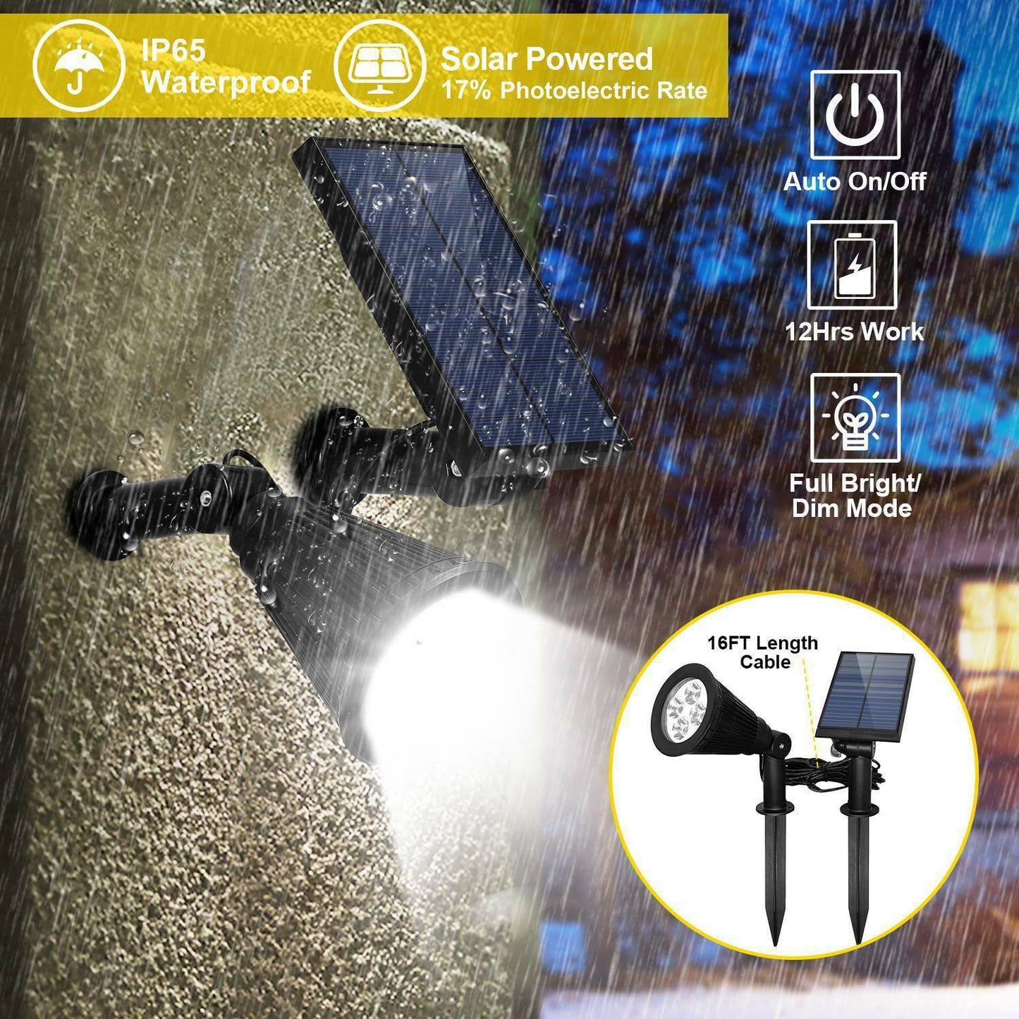 Rynx | Solar Powered Spotlight Outdoor Garden Lamp Waterproof