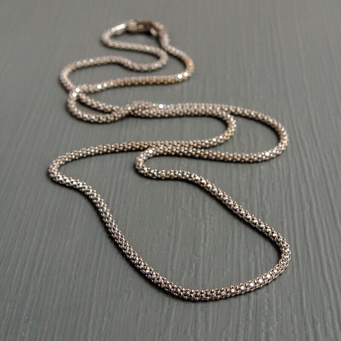 Rynx | Solid 925 Oxidized Sterling Silver 1.8MM Italian Popcorn Coreana Chain