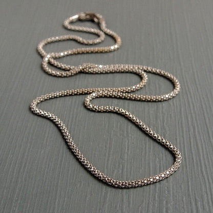 Rynx | Solid 925 Oxidized Sterling Silver 1.8MM Italian Popcorn Coreana Chain