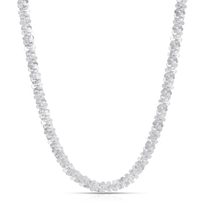 Rynx | Solid 925 Sterling Silver Diamond Cut Margarita Sparkle Rock 3MM Chain Necklace