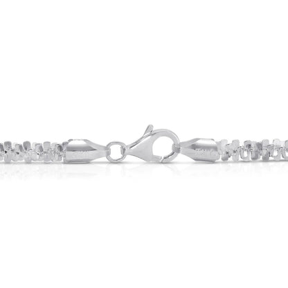 Rynx | Solid 925 Sterling Silver Diamond Cut Margarita Sparkle Rock 3MM Chain Necklace