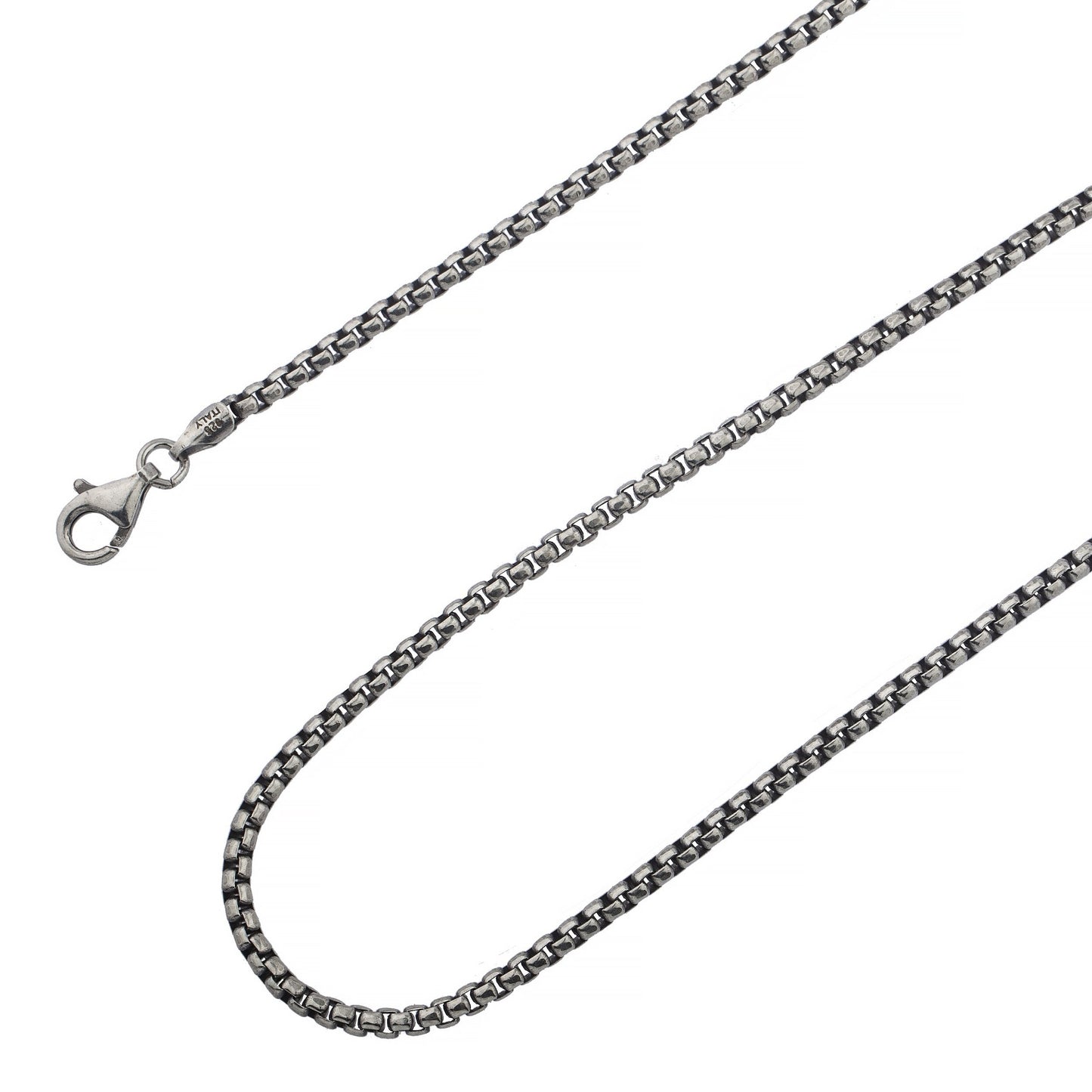 Rynx | Solid Round Box Chain Necklace - Oxidized Antique Finish