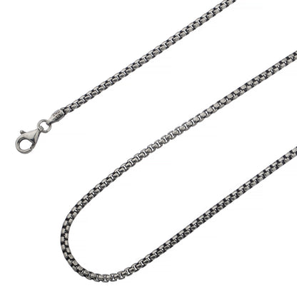 Rynx | Solid Round Box Chain Necklace - Oxidized Antique Finish