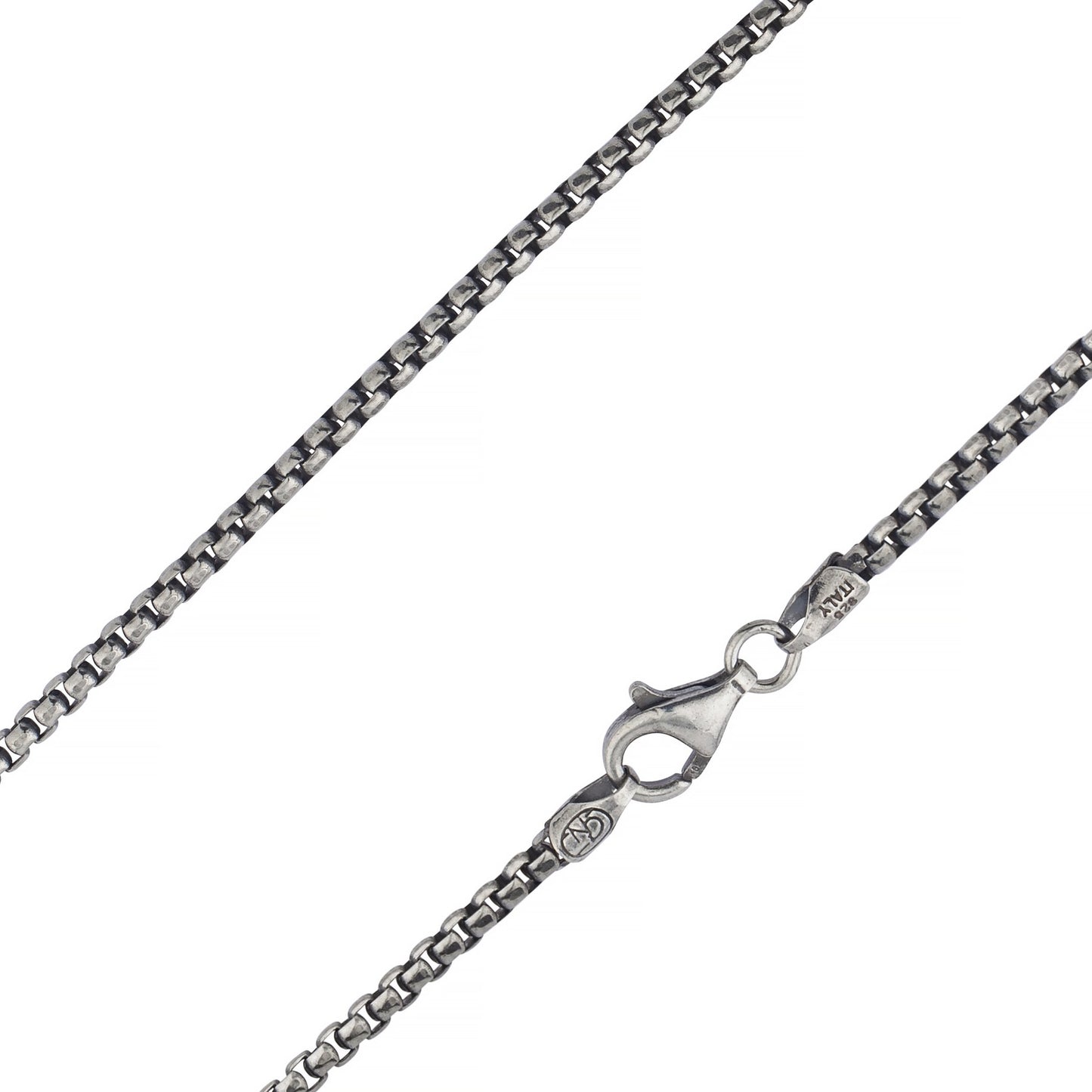 Rynx | Solid Round Box Chain Necklace - Oxidized Antique Finish