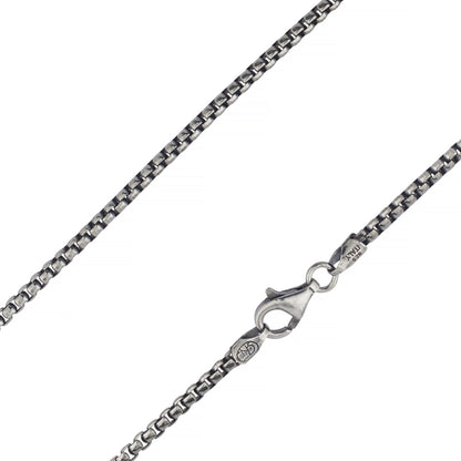 Rynx | Solid Round Box Chain Necklace - Oxidized Antique Finish
