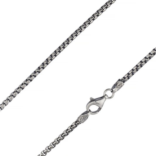 Rynx | Solid Round Box Chain Necklace - Oxidized Antique Finish