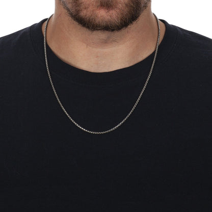 Rynx | Solid Round Box Chain Necklace - Oxidized Antique Finish