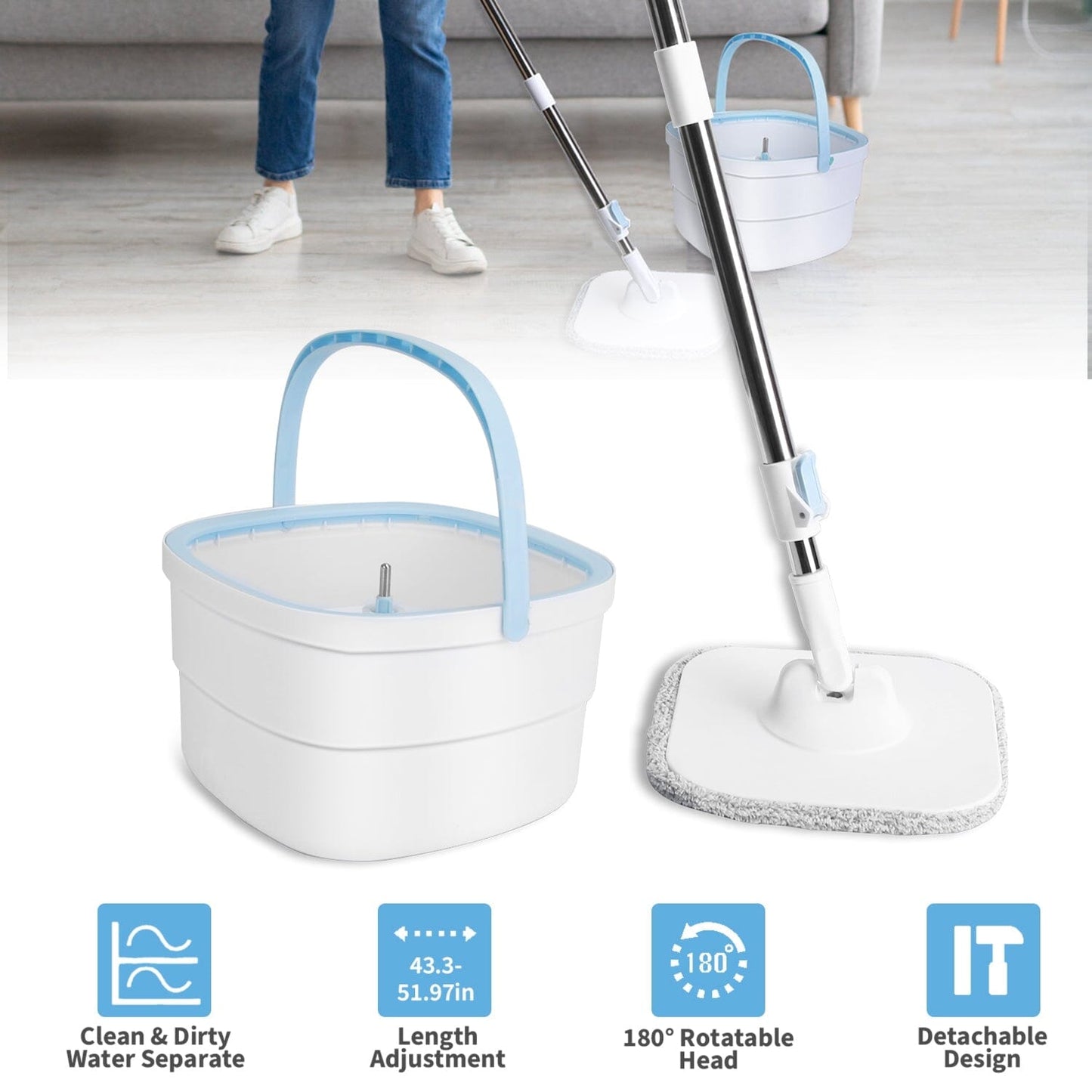 Rynx | Spin Mop and Bucket with Wringer Set