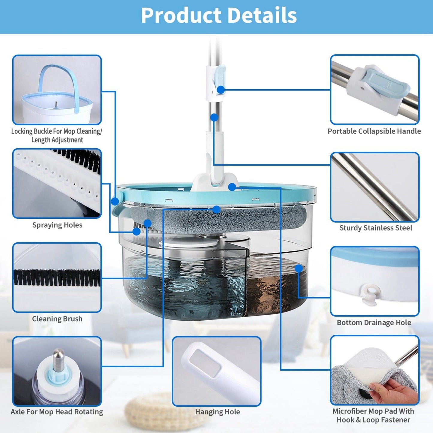 Rynx | Spin Mop and Bucket with Wringer Set