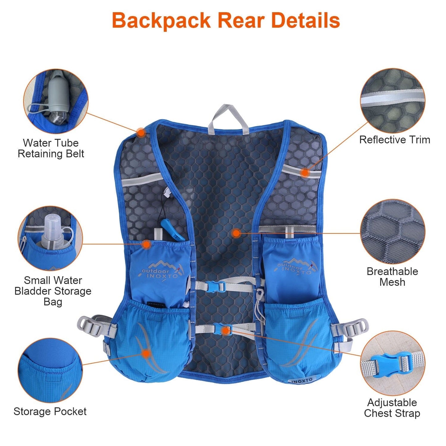 Rynx | Sport Hydration Vest Runner Backpack with 15oz, 50oz Water Bladder