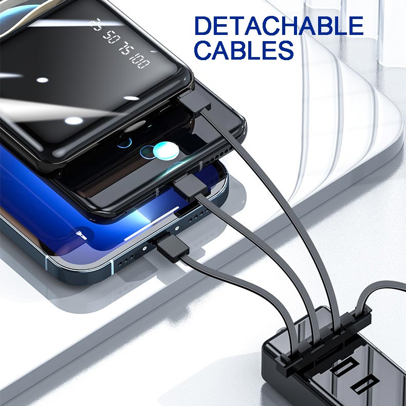 RYNX | Fast Charge 20000Mah Mini Power Bank With Integrated Cables