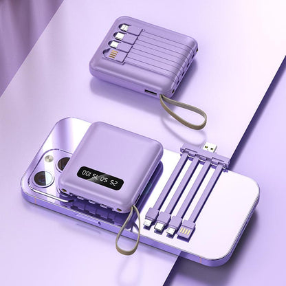 RYNX | Fast Charge 20000Mah Mini Power Bank With Integrated Cables Lilac