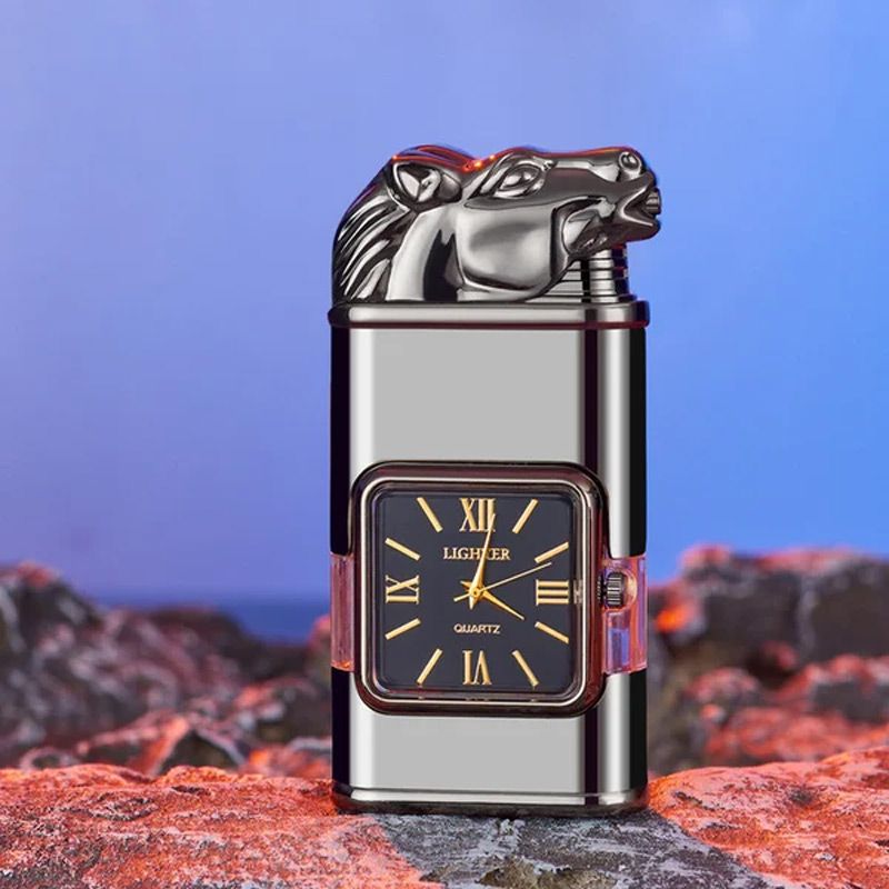 RYNX | Vintage Watch Bezel Jet Flame Pocket Lighter Black Horse