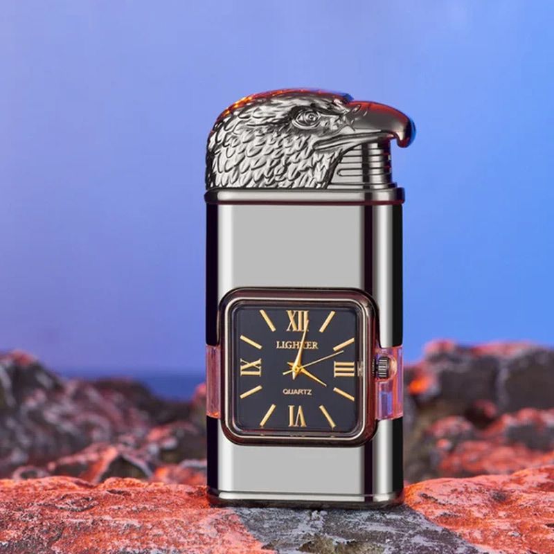 RYNX | Vintage Watch Bezel Jet Flame Pocket Lighter Black Adler