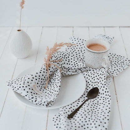 Rynx | Linen Napkins Dots White 4 Piece Set