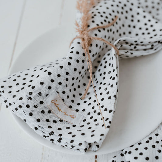 Rynx | Linen Napkins Dots White 4 Piece Set