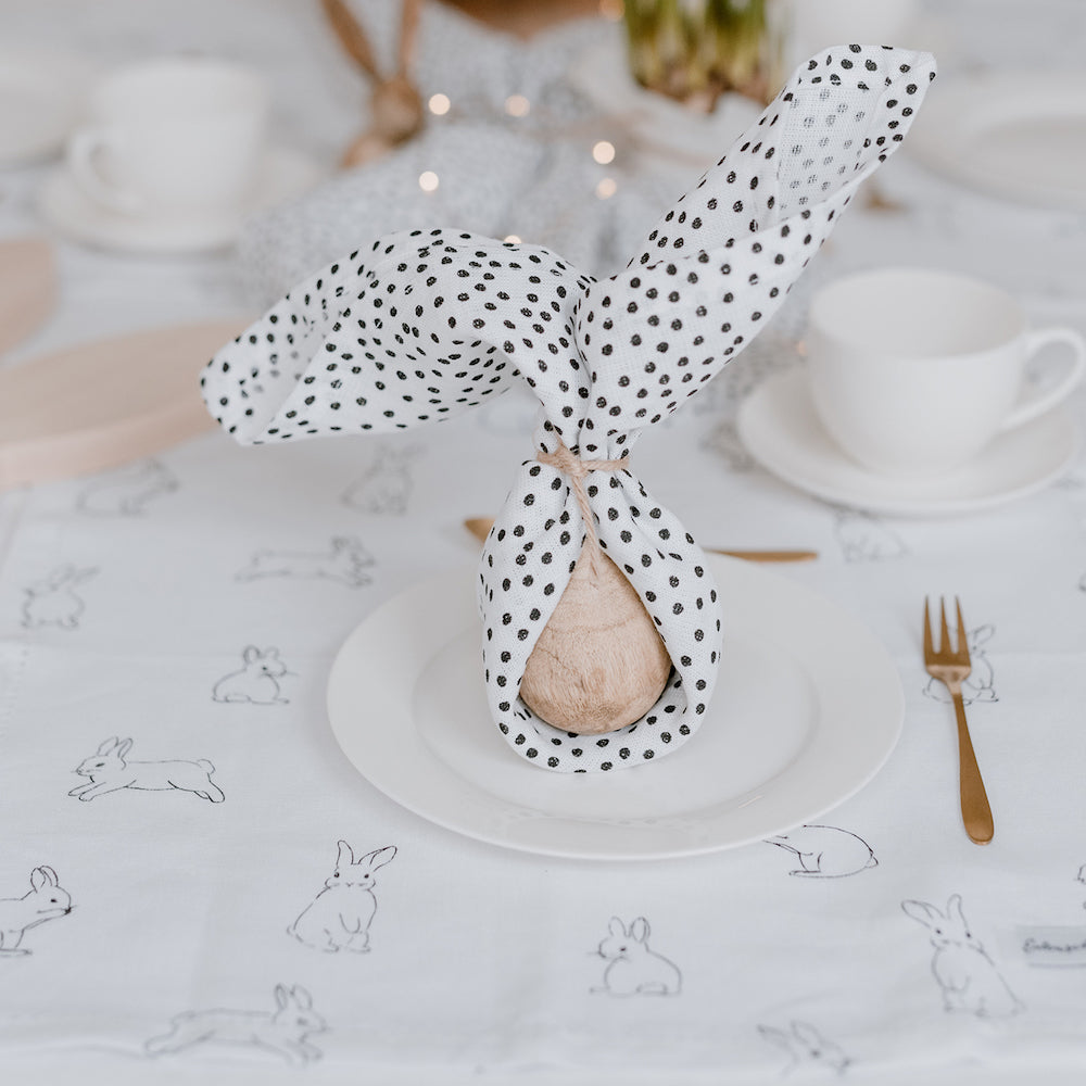 Rynx | Linen Napkins Dots White 4 Piece Set