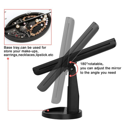 Rynx | Standing Makeup Mirror Vanity USB 21 LED Lights 10X 3X 2X 1X Magnification Black