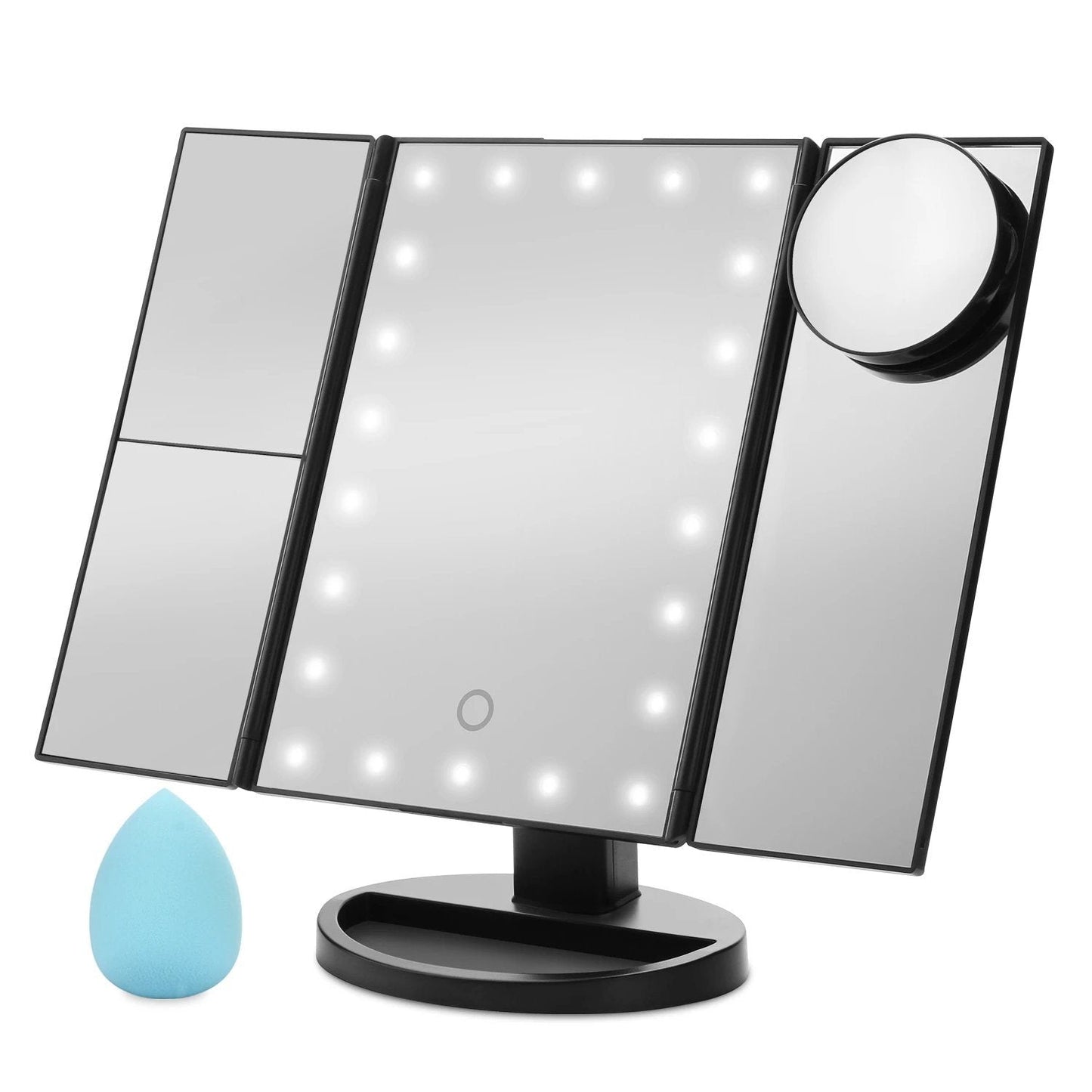 Rynx | Standing Makeup Mirror Vanity USB 21 LED Lights 10X 3X 2X 1X Magnification Black