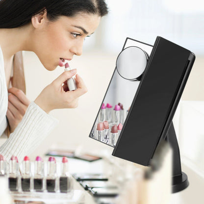 Rynx | Standing Makeup Mirror Vanity USB 21 LED Lights 10X 3X 2X 1X Magnification Black