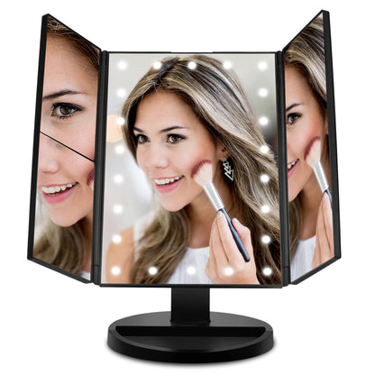 Rynx | Standing Makeup Mirror Vanity USB 21 LED Lights 10X 3X 2X 1X Magnification Black