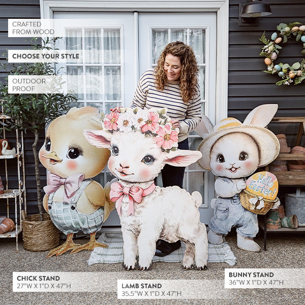 Rynx | Easter Animal Outdoor Wooden Customer Signs on Metal Stands, Choose Your Style