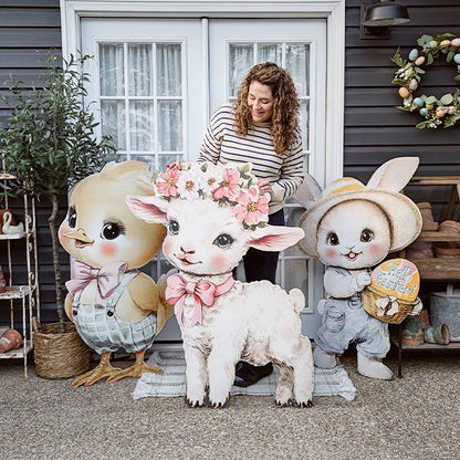 Rynx | Easter Animal Outdoor Wooden Customer Signs on Metal Stands, Choose Your Style