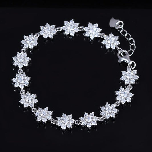 Rynx | Sterling Silver Crystal Flower Tennis Bracelet