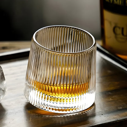 Rynx | SwirlSip – Rotatable, textured whiskey glass with strikingly ribbed design