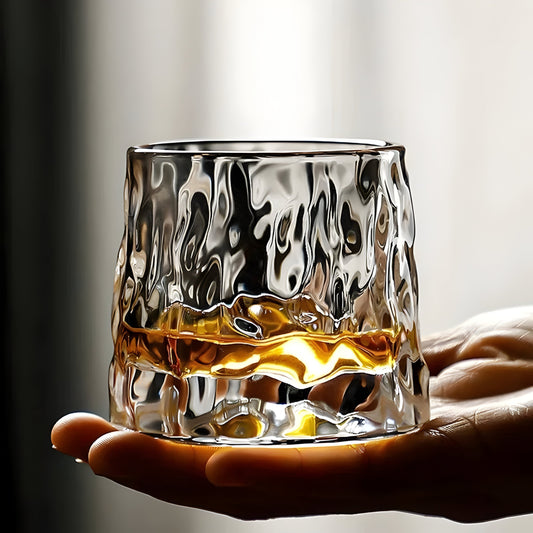 Rynx | SwirlSip – Rotatable, textured whiskey glass with strikingly ribbed design