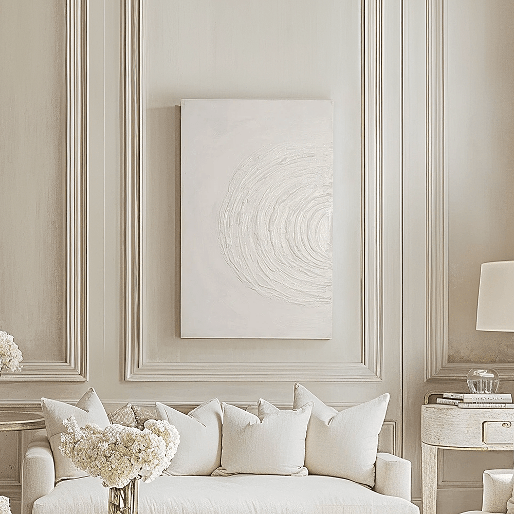 Rynx | Tilly Cream Half-Moon Textured Canvas Wall Art