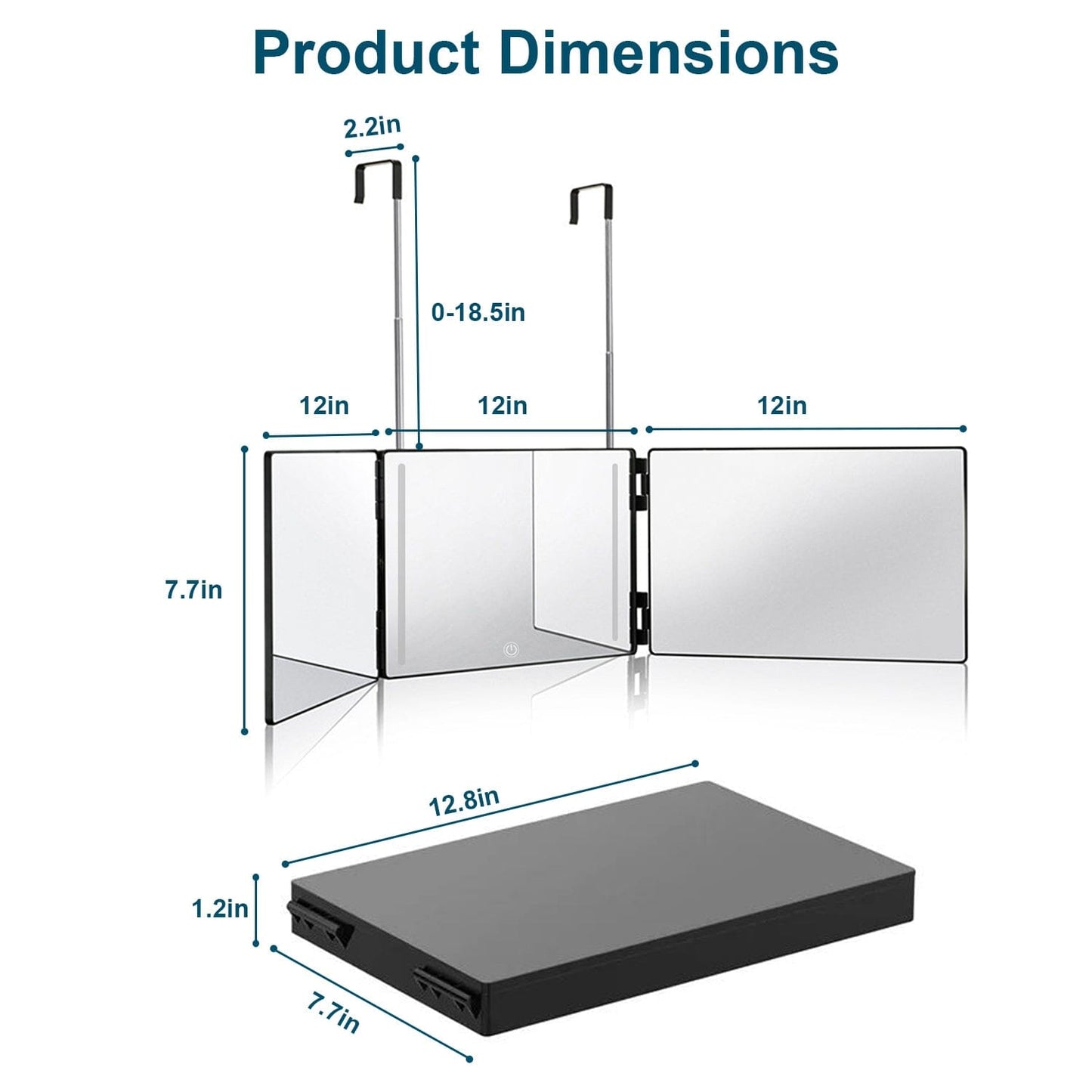 Rynx | Tri-Fold Mirror with Telescopic Hanger