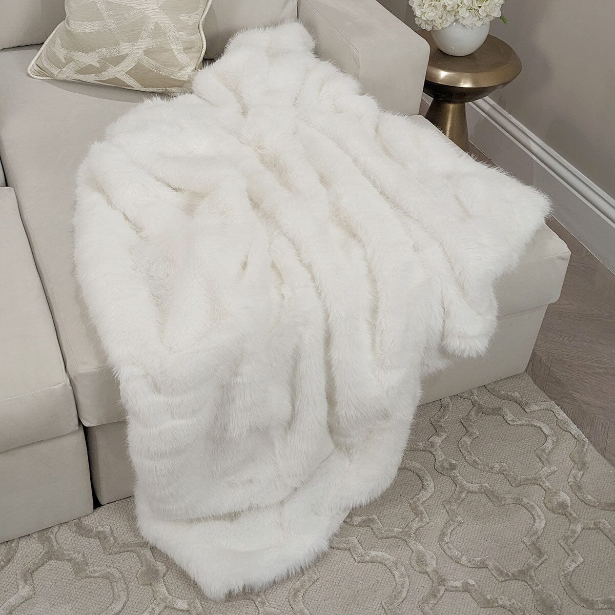 Rynx | Tuscany Ivory Luxury Long Hair Faux Fur Throw