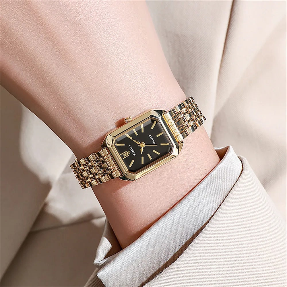 RYNX | Square Watch For Women Gold black