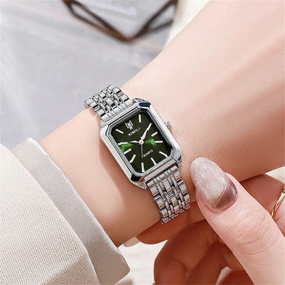 RYNX | Square Watch For Women Silver green