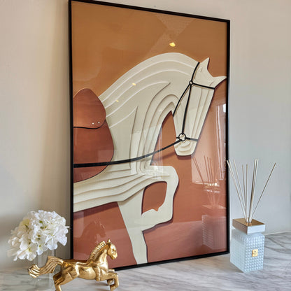 Rynx | Vivienne Rust 3D Effect Horse Print Framed Wall Art - 60x90cm