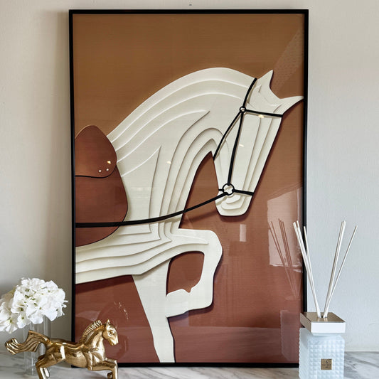 Rynx | Vivienne Rust 3D Effect Horse Print Framed Wall Art - 60x90cm