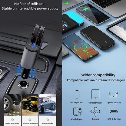 Rynx | 4 in-1 retractable car charger