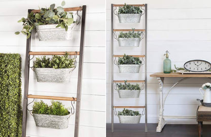 Rynx | *HUGE* farmhouse ladder with galvanized planters