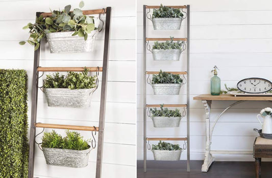 Rynx | *HUGE* farmhouse ladder with galvanized planters
