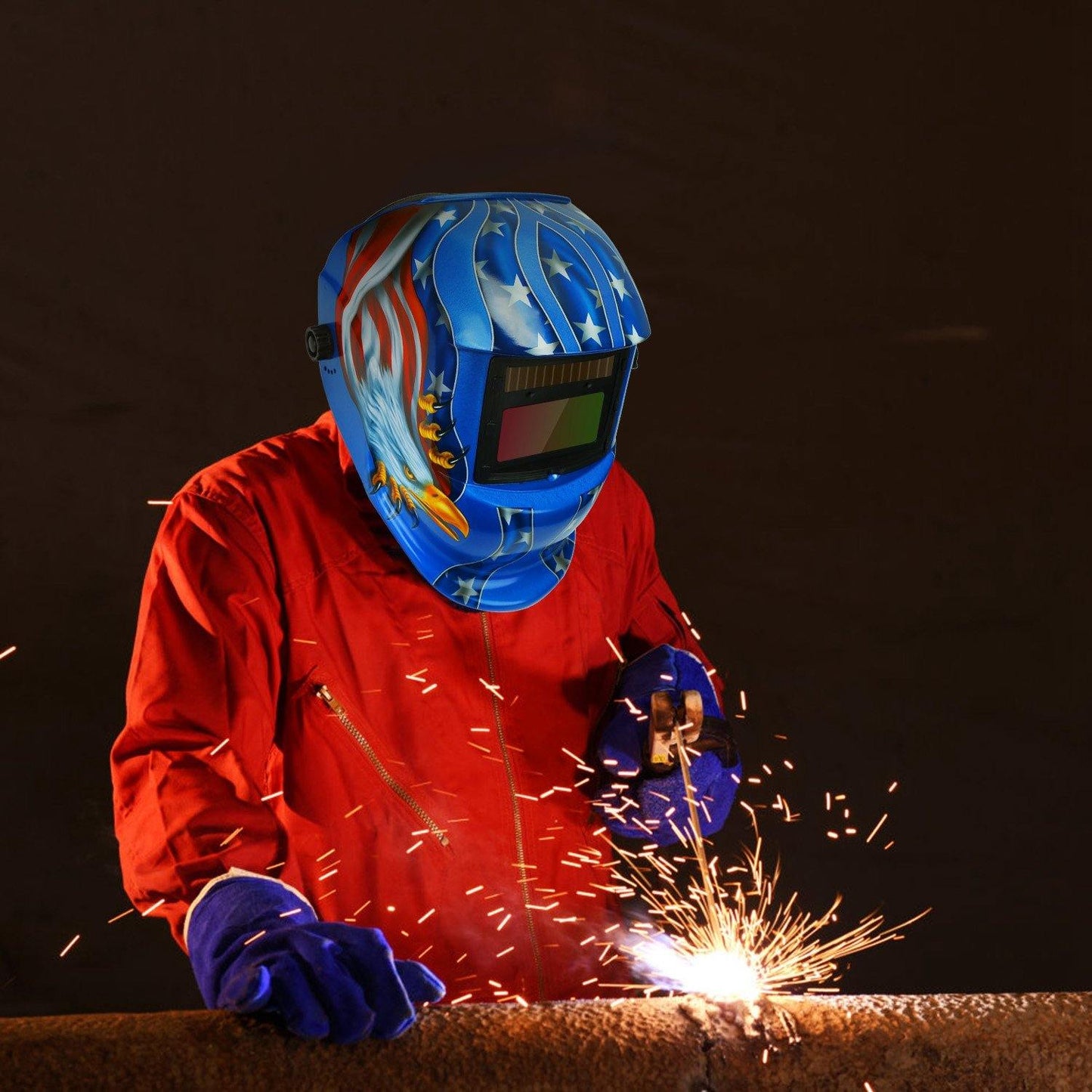 Rynx | Welding Helmet Solar Powered Automatic Darkening Hood with Adjustable Wide Screen