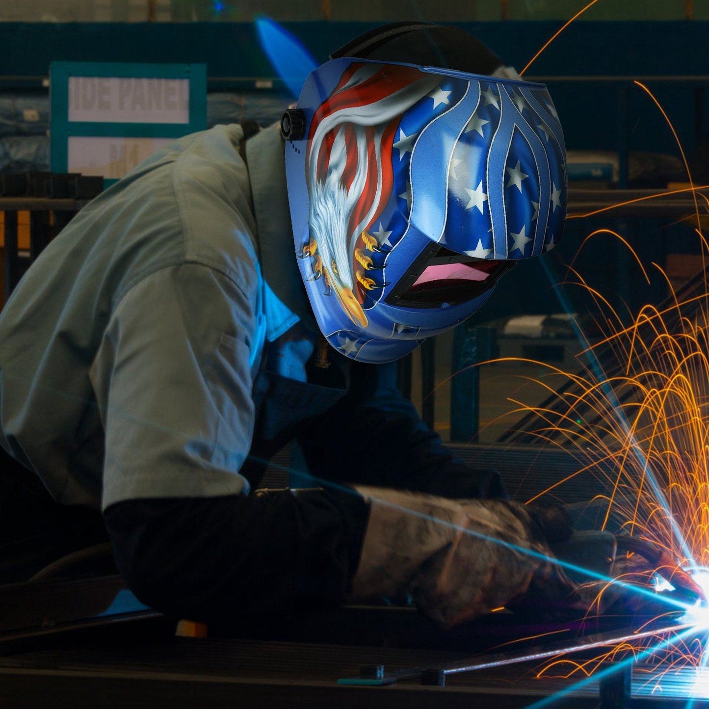 Rynx | Welding Helmet Solar Powered Automatic Darkening Hood with Adjustable Wide Screen