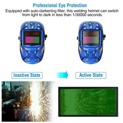 Rynx | Welding Helmet Solar Powered Automatic Darkening Hood with Adjustable Wide Screen